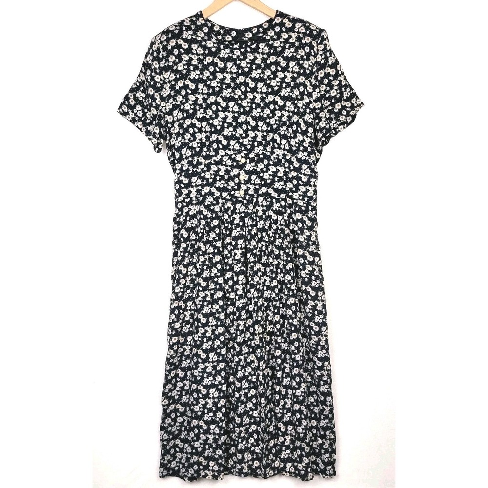 Vintage 90s Whirlaway Frocks Floral Smocked Dress 16 Cottagecore Fairy Grunge